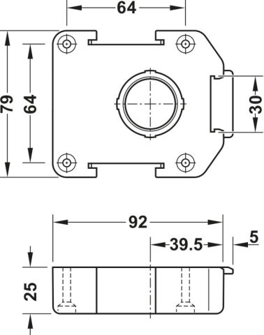 Häfele Montaj Plakaları AXILO™ 78 - Dikdörtgen Siyah Kare 637.76.333