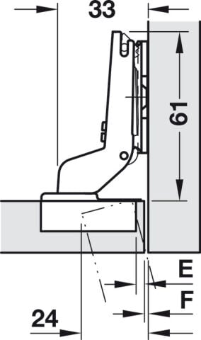 Häfele Metalla 510 Push A/SM 110° Gizli menteşe gömme 35 mm Cup: nikel kaplama 329.17.903