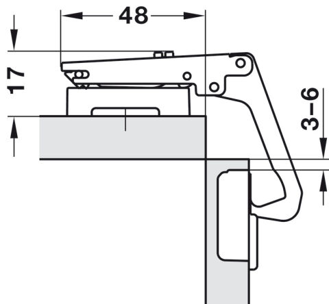 Häfele Metalla 510 A/SM 70° Gizli menteşe köşe dolabı 35 mm Nikel kaplama 329.19.700