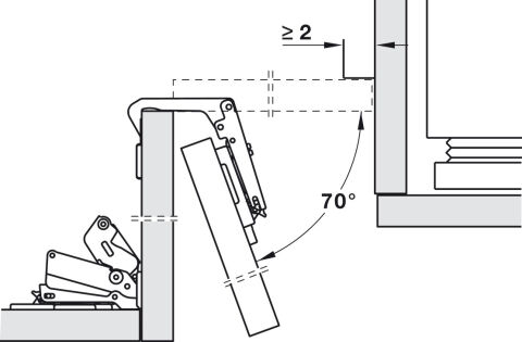 Häfele Metalla 510 A/SM 70° Gizli menteşe köşe dolabı 35 mm Nikel kaplama 329.19.700