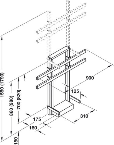 Häfele Elektrikli Asansör Sistemi Sabit yük taşıma 900 mm 980 mm 421.68.354