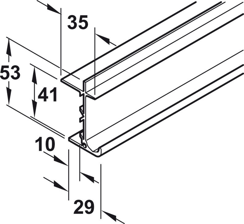 Hafele Taşıyıcı ray, deliksiz - 410.25.625
