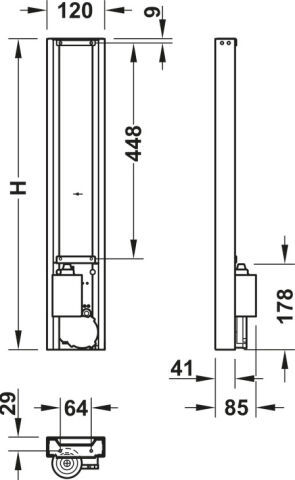 Häfele Elektrikli asansör sistemi Sabit yük taşıma 85 mm 646 mm 421.68.425