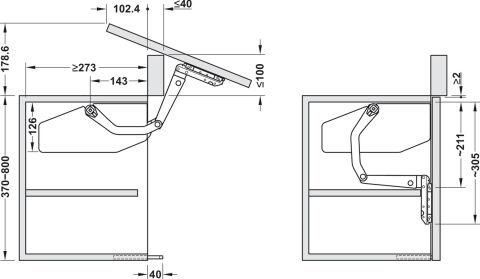 Hafele Eğimli kalkar kapak makası, Free swing push