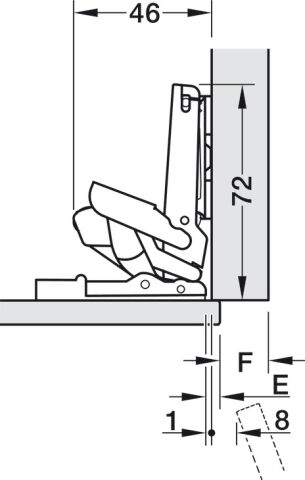 Häfele Metalla 510 A/SM 110°/Push 110° Tas menteşe tam Nikel kaplama 329.26.701