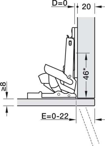 Häfele Metalla 510 A/SM 110°/Push 110° Tas menteşe tam Nikel kaplama 329.26.701