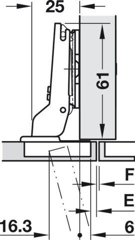 Häfele Metalla 510 A/SM 105° Gizli menteşe 10 mm 35 mm Nikel kaplama 329.28.602