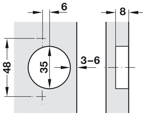Häfele Metalla 510 A/SM 105° Gizli menteşe 10 mm 35 mm Nikel kaplama 329.28.602