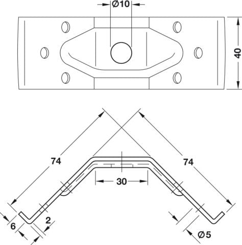 Häfele Çerçeveli masalar için ayak bağlantı parçası 40 mm Çinko kaplama Galvaniz kaplama 641.00.901