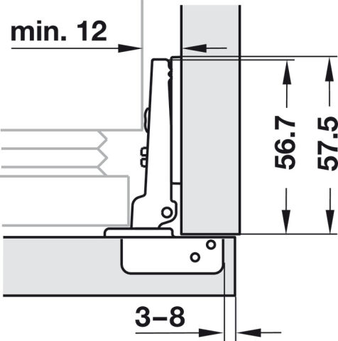 Häfele Metalla 510 A 94° Gizli menteşe tam bini 35 mm Nikel kaplama 329.36.601