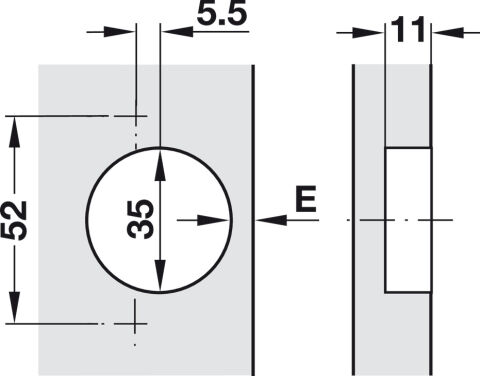 Häfele Metalla 510 A 94° Gizli menteşe tam bini 35 mm Nikel kaplama 329.36.601