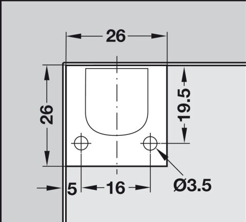 Häfele Basma Mandalı İçin Kilit Parçası Metalla 510 26 mm 329.44.531