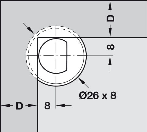 Häfele Basma Mandalı Kilit Parçası Metalla 510 Push 26 mm Gri 329.44.532
