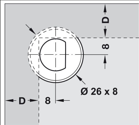 Häfele Basma Mandalı Kilit Parçası Metalla 510 Push 26 mm Gri 329.44.532