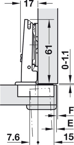 Häfele M510 Kalın kapak menteşesi yvş düz 48/6 35 mm tam bini 329.49.310