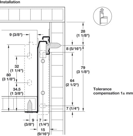 Çekmece yan ray sistemi, tek yanaklı, Hafele Matrix Box