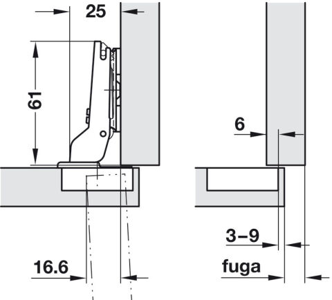 Häfele M510 Kalın kapak menteşesi yvş ydb 48/6 35 mm Nikel kaplama kapak delme ile 329.49.312
