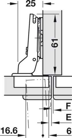 Häfele M510 Kalın kapak menteşesi yvş ydb 48/6 35 mm Nikel kaplama kapak delme ile 329.49.312