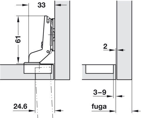 Häfele M510 Kalın kapak menteşesi yvş tdb 48/6 35 mm Nikel kaplama İçerlek 329.49.313