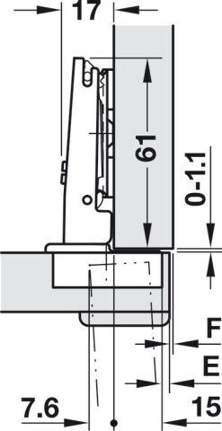 Häfele Metalla 510 A/SM 94° Gizli menteşe kalın kapılar 35 mm Nikel kaplama 329.49.600