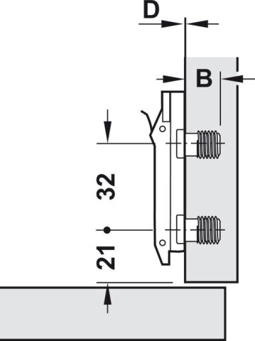 Häfele Metalla 510 SM Menteşe tabanı Zamak önceden BAP7R39 10 mm Nikel kaplama 329.67.013