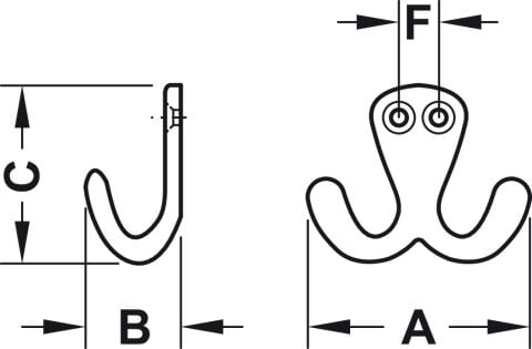 Gardırop askısı, Alüminyum, Parlak, 2 Kancalı, Hafele Deco