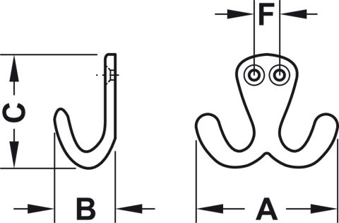 Gardırop askısı, Alüminyum, Parlak, 2 Kancalı, Hafele Deco