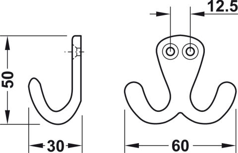 Gardırop askısı, Alüminyum, Parlak, 2 Kancalı, Hafele Deco