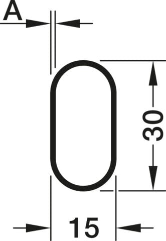 Hafele Askı borusu, OVA 30 x 15 mm, çelik, kaynaklı