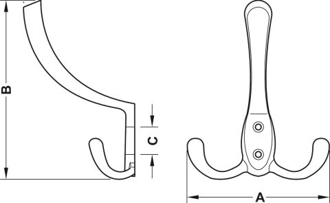 Gardırop askısı, Zamak, 3 Kancalı, Hafele Deco
