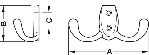 Gardırop askısı, Zamak, 2 Kancalı, Hafele Deco