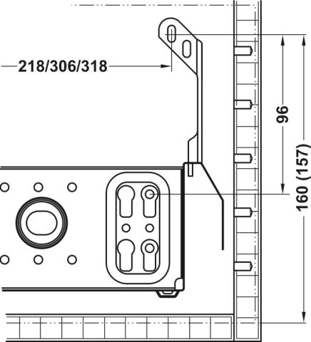 Häfele Ön panel desteği Proje Çekmecesi veya Sistem RAL 9011 429.23.348
