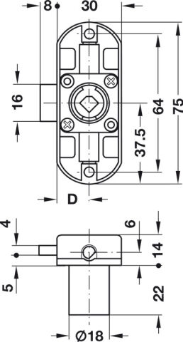 Häfele Symo EC İspanyolet kilit seren mesafesi 15 mm 18 mm Nikel kaplama sağ 224.64.600