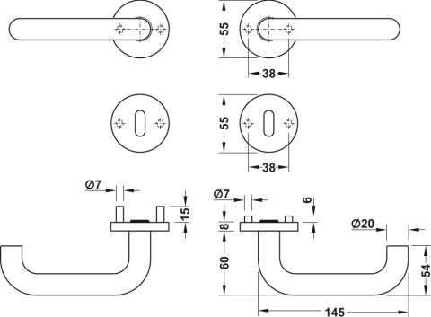 Kapı kolu seti, Hafele Startec model PDH 4102 paslanmaz