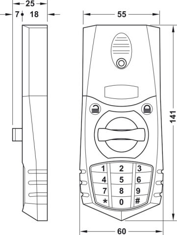 Häfele İspanyolet kilit tuş takımlı - 55x24x141 mm 225.12.310