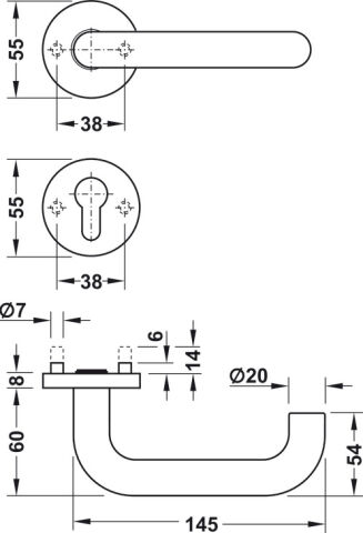 Kapı kolu seti, Hafele Startec model PDH 4102, paslanmaz