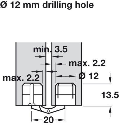 Häfele Menteşe Zysa ahşap kalınlıkları 14–40 mm 341.23.503