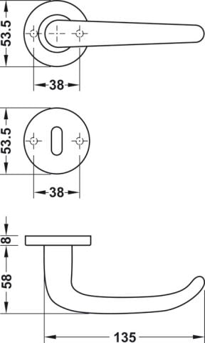 Kapı kolu seti, Hafele Startec model LDH 2176, paslanmaz