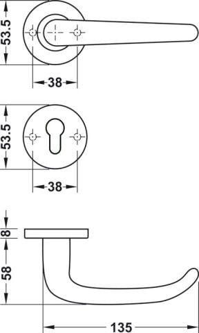 Kapı kolu seti, Hafele Startec model LDH 2176, paslanmaz