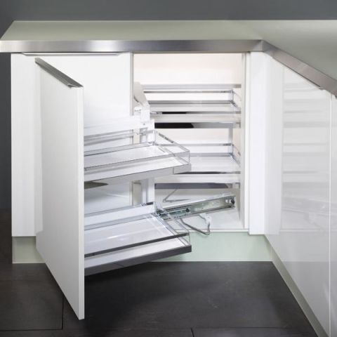 Hafele MAGIC CORNER Köşe Kiler Sistemi Seti Arena Style Krom Sol