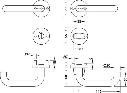 Kapı kolu seti, Hafele Startec model PDH 4102 paslanmaz