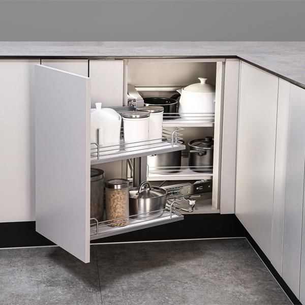 Hafele MAGIC CORNER Kör Köşe Kiler Sistemi Seti Arena Classic Gümüş Gri Sol