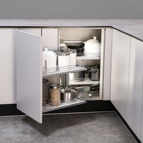 Hafele MAGIC CORNER Kör Köşe Kiler Sistemi Seti Arena Classic Gümüş Gri Sol