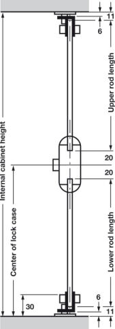 Häfele Symo FM Plus İspanyolet Kilidi sabit plaka Farklı anahtarlı 18 mm Sağ 225.25.700