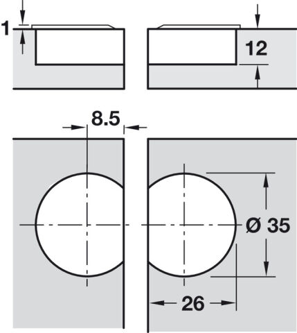 Häfele Kapak menteşesi 90° 3D ayarlanabilir ahşap Nikel kaplama 342.66.730