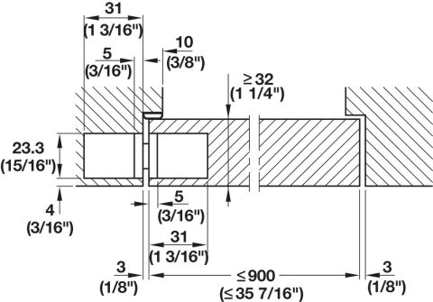 Hafele Kapı menteşesi, Startec H2, gizli, en fazla 45/60