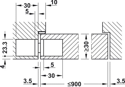 Hafele Kapı menteşesi, Startec H2, gizli, en fazla 45/60