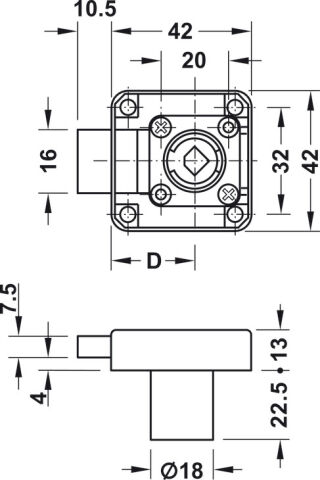 Häfele Symo EC Yaylı sürgülü kilit seren mesafesi 25 mm 18 mm Siyah 232.37.325