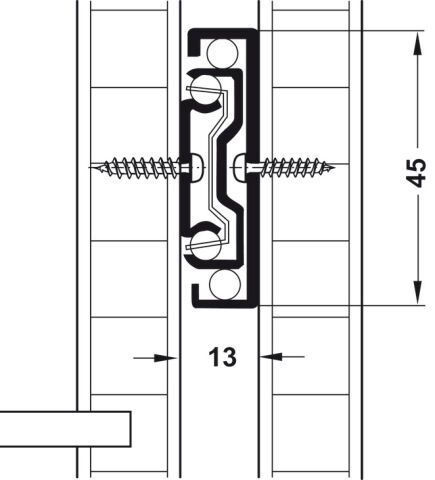 Häfele BALL45 SC Bilyalı Ray Yavaşlatıcılı Ray 550 mm Mekanizma çalışma şekli 432.20.116