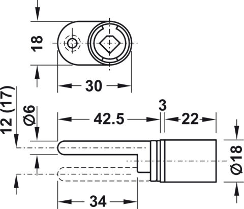 Häfele Symo EC Merkezi kilitleme döner silindirli kilit 18 mm Nikel kaplama Mat 234.98.650